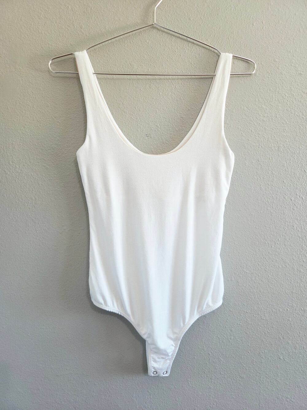 Enza Costa Luxury Scoop Neck Tank Bodysuit White XS